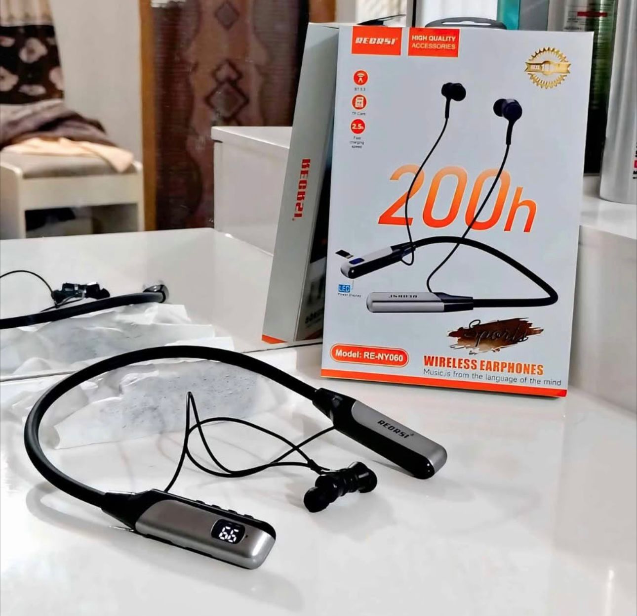 Regrsi wireless Neckband Bluetooth RE-NY060 Charging backup 200 Hours